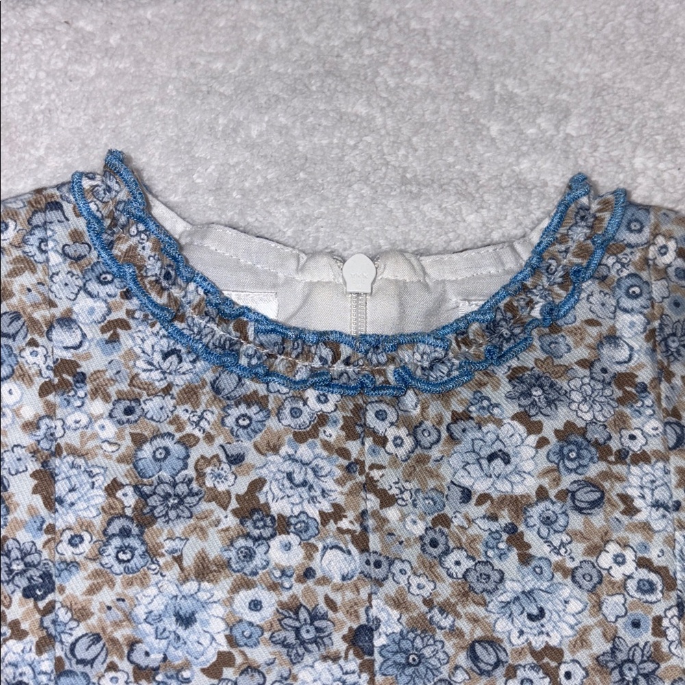 Sarah Louise long sleeve blue floral ruffle dress girls size 3 - Picture 6 of 13
